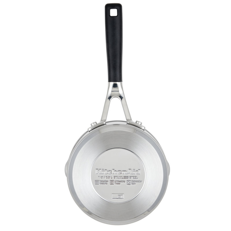 KitchenAid Stainless Steel Induction Sauce Pan with Pour Spouts, 1 Quart