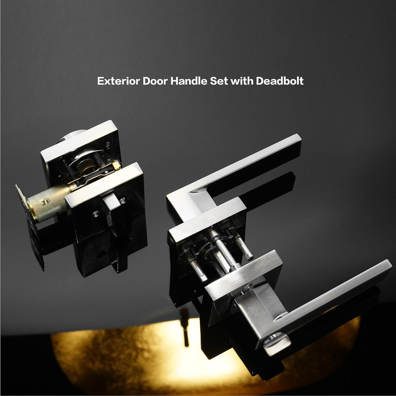 Ensemble de serrure de porte extérieure Cielsa Dawn avec pêne dormant, nickel satiné