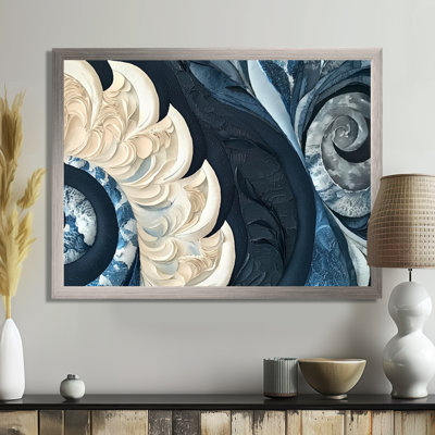 «Coastal Seashell Spiral Of The Ocean I - Abstract Modern Waves», reproduction d'art murale
