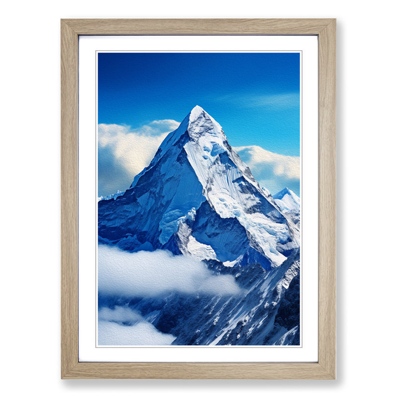 Mount Everest Constructivism - Single Picture Frame Print on Wood, 34cm H x 25cm W x 2cm D, Oak Framed