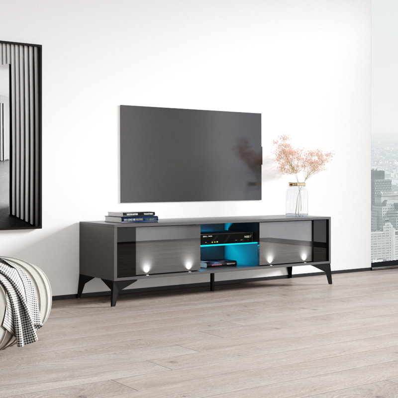 Meuble télé pour téléviseur de 70 po ou moins Akwete, gris