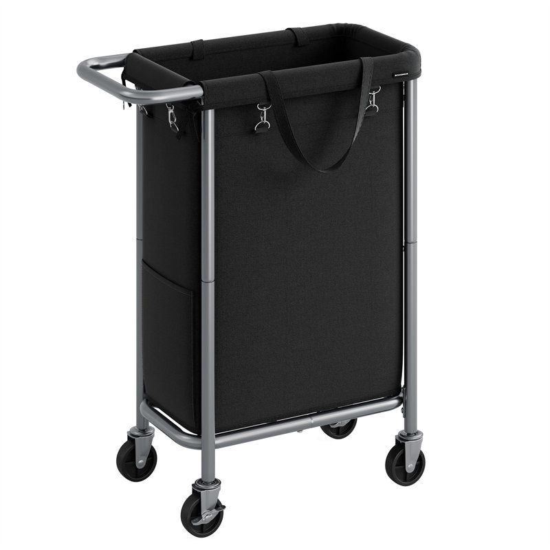 Rolling Laundry Hamper with Handles, 31.89" H x 24.02" W x 11.42" D, Black