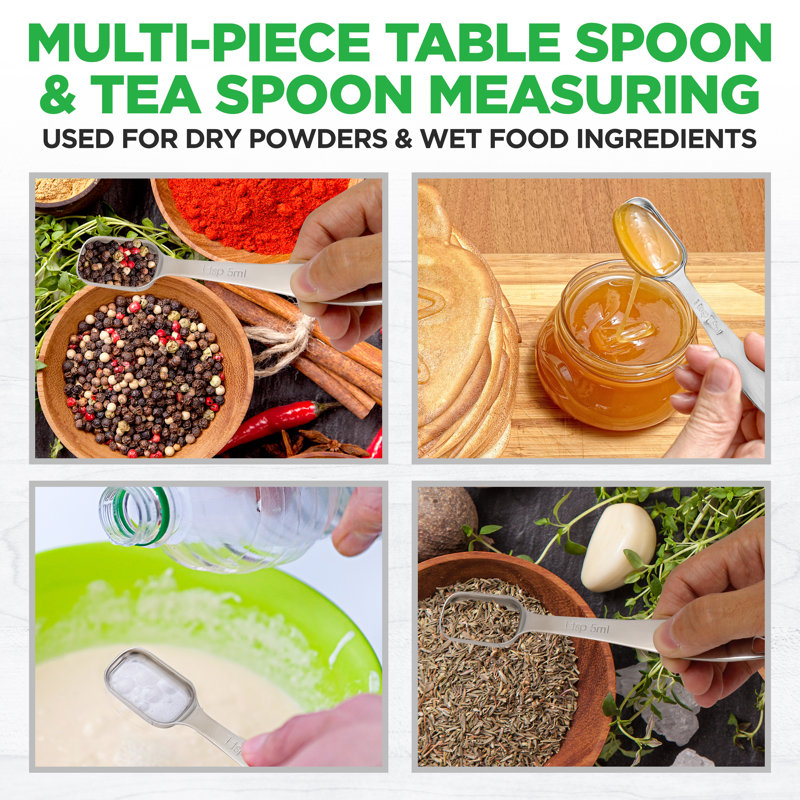 NutriChef 6 -Piece Stainless Steel Stainless Steel Measuring Spoon Set
