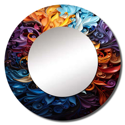 Spiral Kaleidoscope I - Abstract Spirals Large Mirror, Modern Decorative Wall Mirror, Printed Metal Art