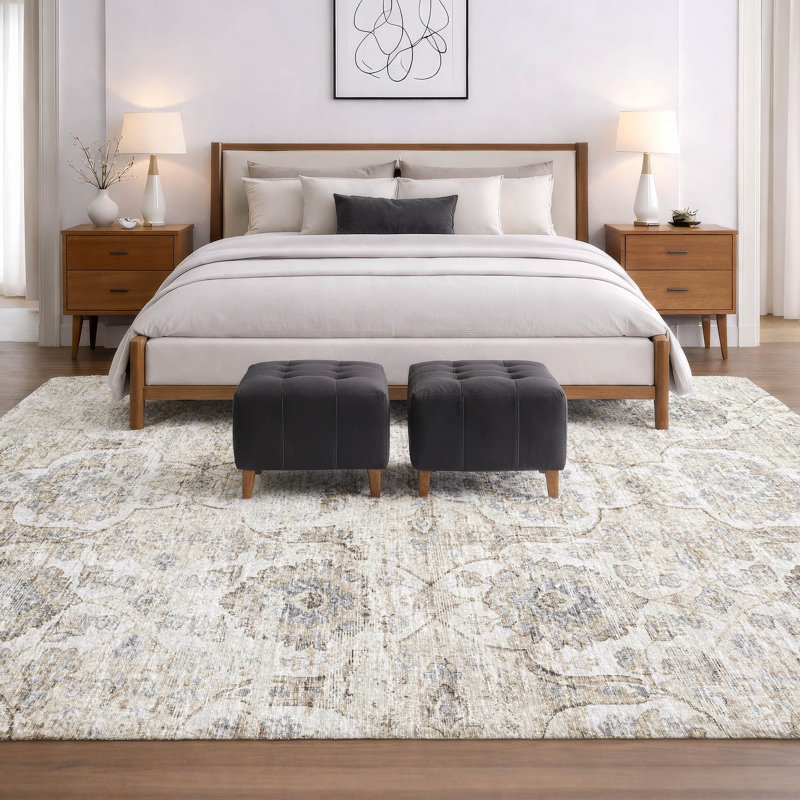 Premium Machine Washable Dream Shag ADS95 Ornate Rug, 10' x 14', Linen