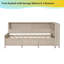 Lit de jour Farmhouse avec tablettes de rangement et 3 tiroirs - Structure en bois massif, finition blanc antique, sans sommier-312318529