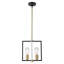 Luminaire suspendu cage moderne industriel 2 lumières avec panneau en verre Water Wave fabriqué à la main | Finition noire et laiton