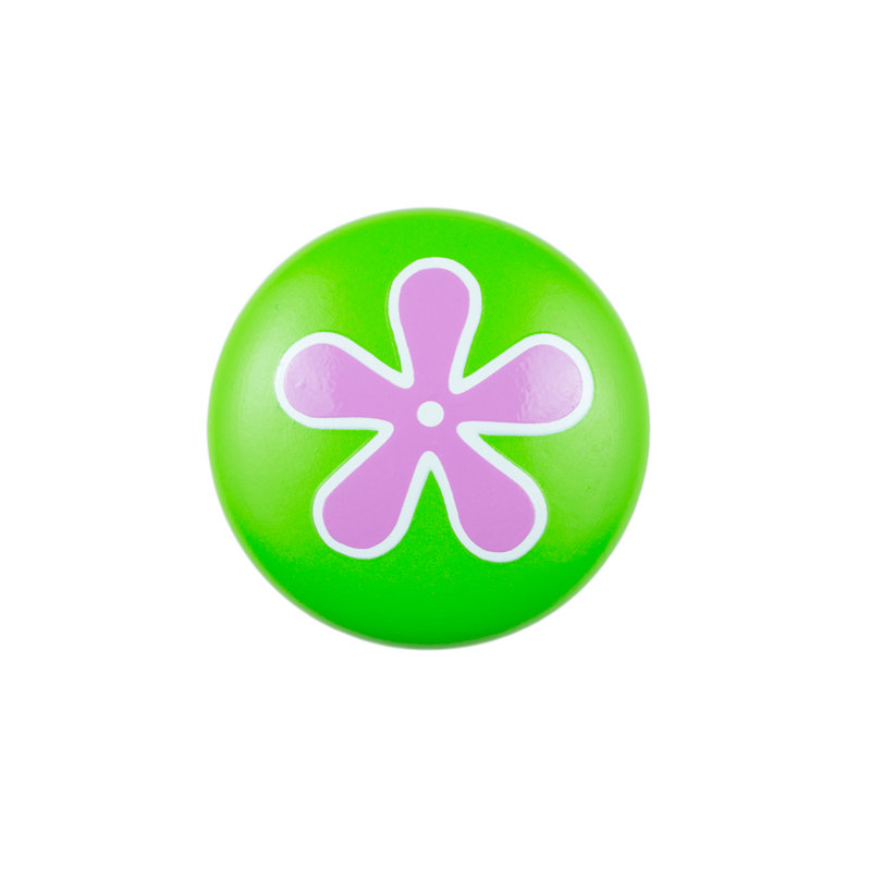 Peint à la main 1 1/2 po vert avec bouton fleur rose