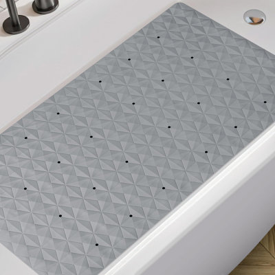 Tapis de bain antidérapant pour douche de baignoire - Tapis en caoutchouc naturel avec 241 ventouses - Tapis de sécurité doux pour la salle de bain - Motif à losanges unique - Soulagement de la fatigue - Lavable à la machine - 16 po x 28 po