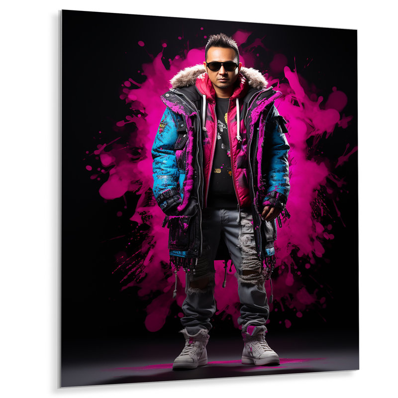 «Streetwear Edge Man Break Dance II», art mural en métal Illustration de mode, H 20 po x l 12 po x P 1 po