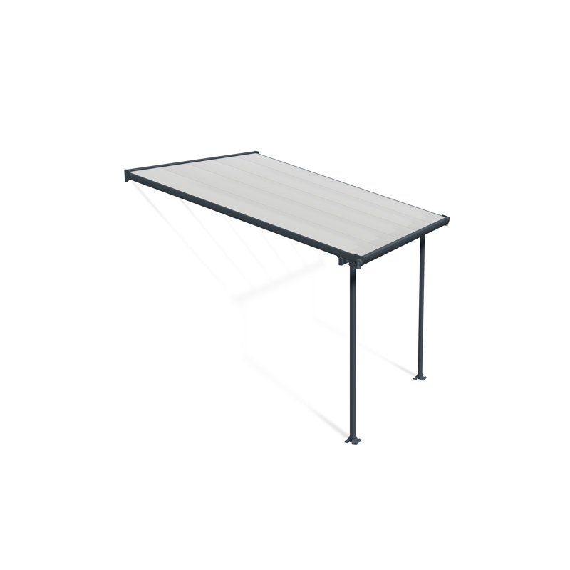 Palram - Canopia Feria 10 ft. W x 10 ft. D Polycarbonate Stationary Slope Patio Awning, Gray/Clear
