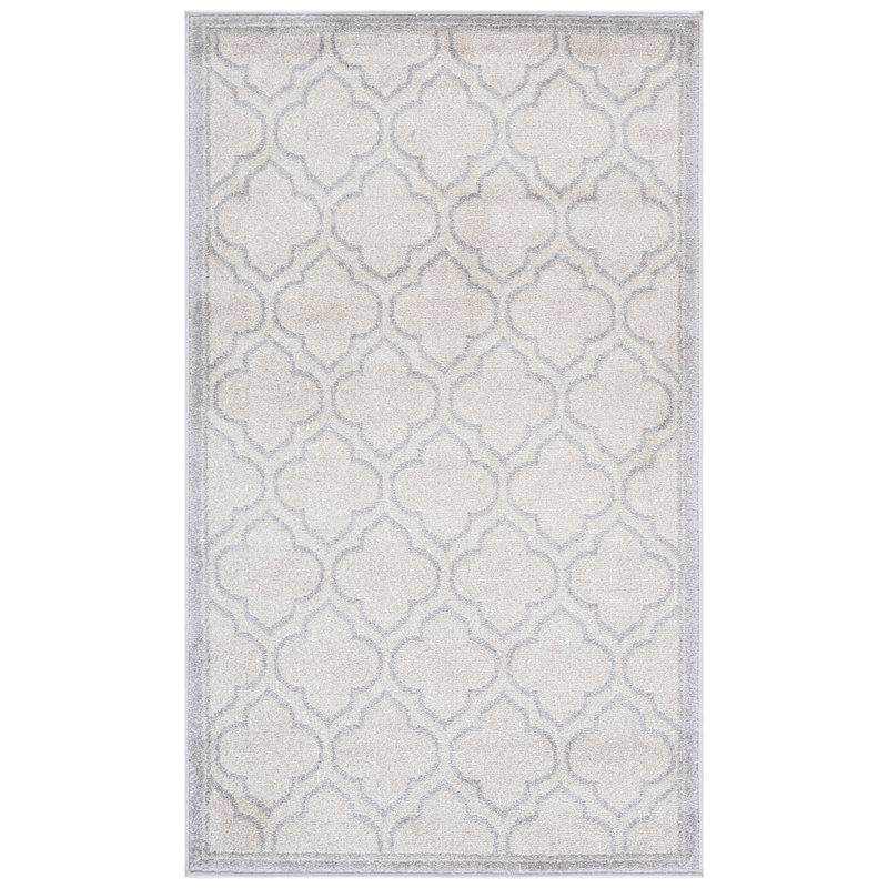 Ammundsen Geometric Light Gray/Ivory Area Rug, Rectangle 3' x 5'