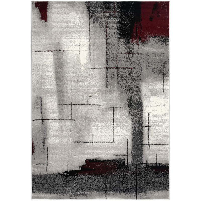 Tapis noir bourgogne et gris Korhan, Tapis de couloir 2 pi x 10 pi