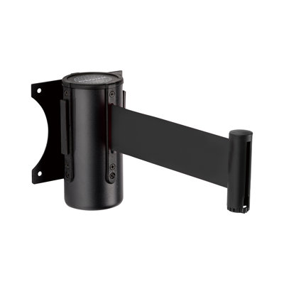 Retractable Wall Mount Caution Belt - 9.2 Ft. Black Belt