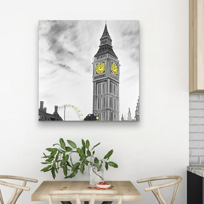 Outline of big ben in london - 32"x32" art on canvas