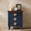 Table de bout Vintage Farmhouse avec boutons floraux - Table de chevet rustique 19 po avec 3 tiroirs et pieds de gourde