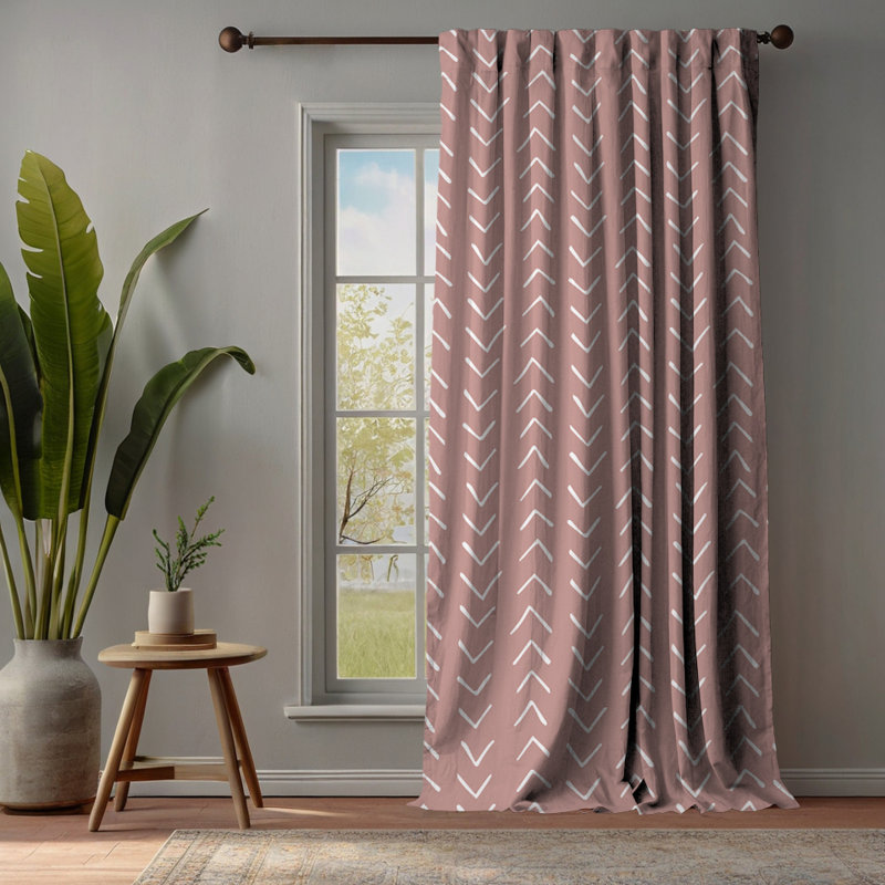 Bohemian Room Lined Single Panel Curtain, 140cm Width x 295cm Drop, Baby Pink
