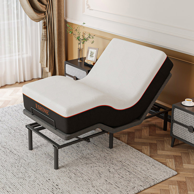 Lit réglable avec matelas en mousse à mémoire de forme de 8 po, massage, gravité zéro, télécommande sans fil et contrôle des applications