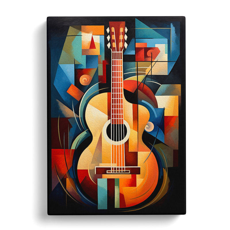 Acoustic Guitar Cubism - Print on Canvas, 60cm H x 40cm W x 3cm D