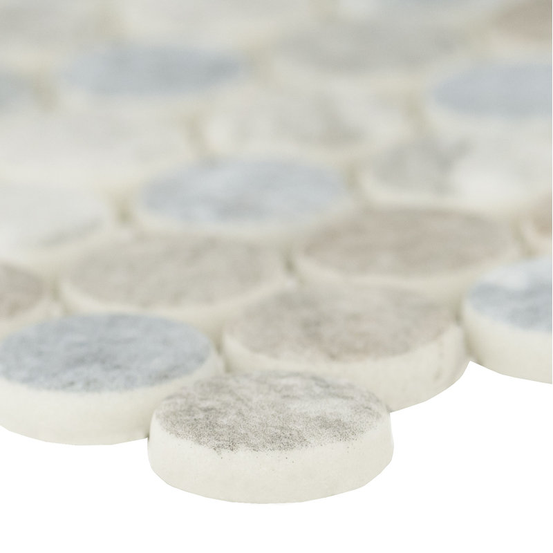 Montessa Penny Round 12 in. x 12 in. Glossy Glass Mosaic Wall Tile, Sora