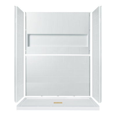 60" X 32"w Shower Combo Kits With Glue Up Shower Walls and Shower Base