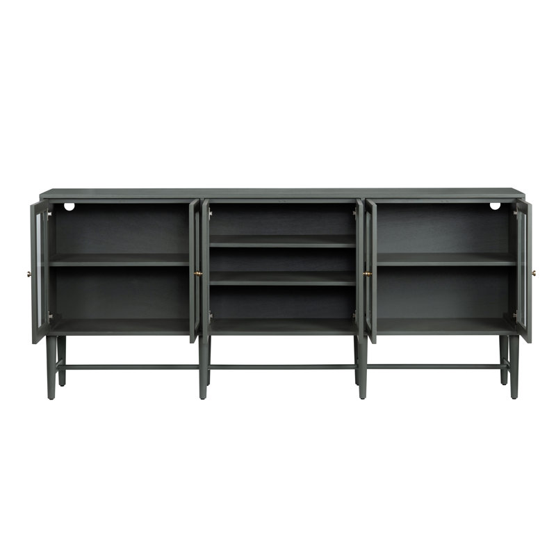 89" Deep Green 6-Door Media Credenza_Sideboard