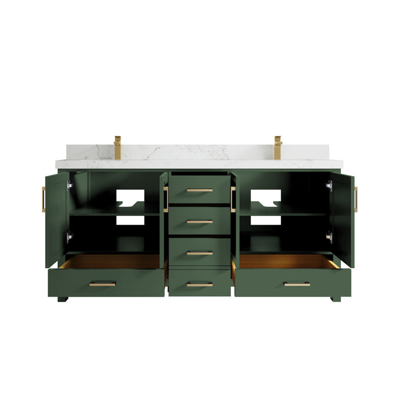 Ensemble de meuble-lavabo double 72 po Malibu, Calacatta Nuvo