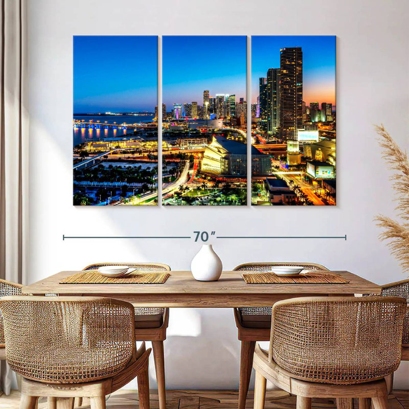 Sireci Miami Downtown At Night, 42" H x 65" W