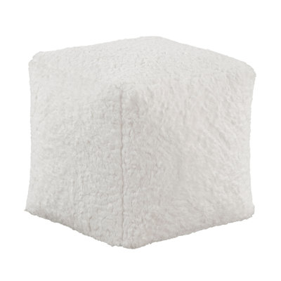 Square Faux Fur Pouf , Non-slip Floor Token, Zippered, 300lbs Weight Capacity With Bottom Layer,
