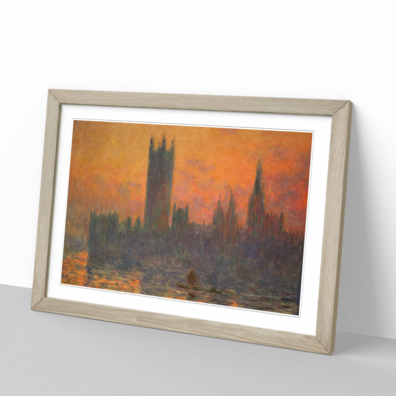Houses of Parliament in London Vol.2 by Claude Monet - Picture Frame Painting, 36cm H x 48cm W x 2cm D, Oak Framed