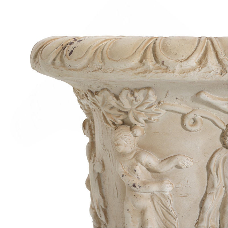 Valencia Handcrafted MGO Garden Urn With Antique Detailing And Drainage For Outdoor Elegance