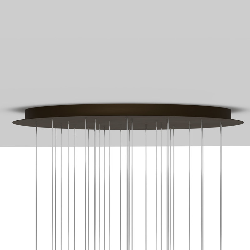 Crystal Glaze 21 - Light Cluster Pendant, Oil Rubbed Bronze, Frosted Clear, 96" H x 26" W x 26" D