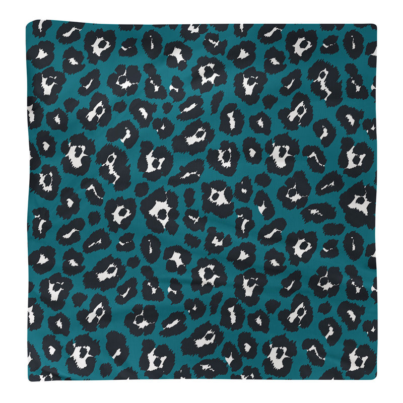Polyester Animal Print Square Napkin, 22" x 22", Teal/White/Black