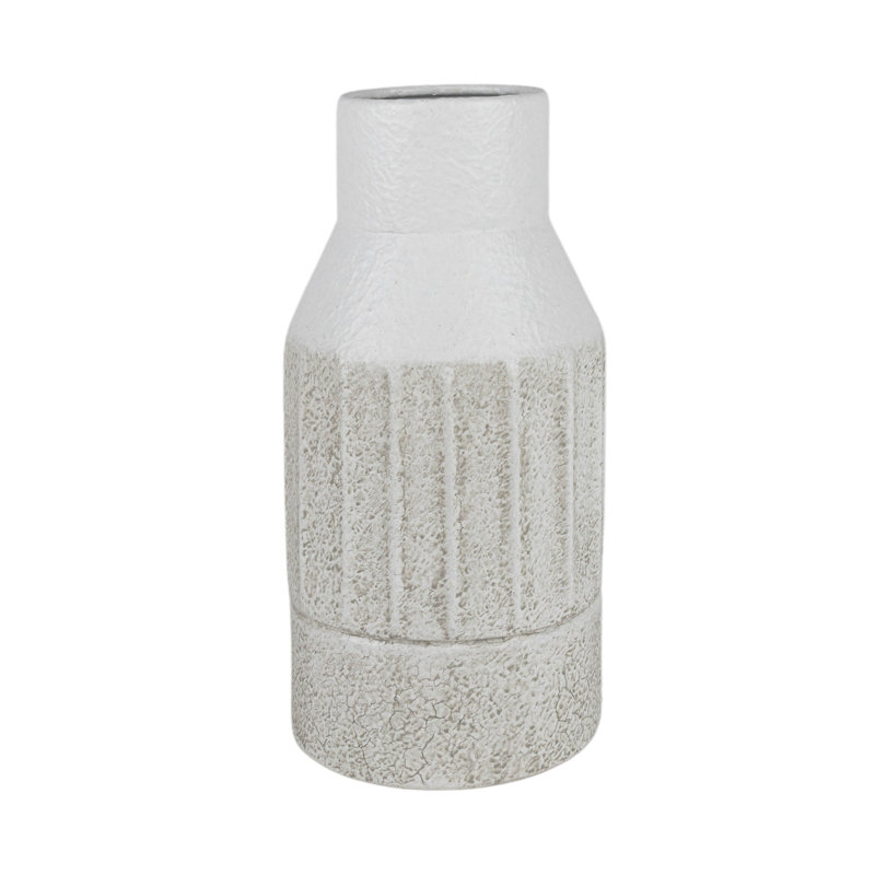 Vase en métal blanc cannelé Orren Ellis