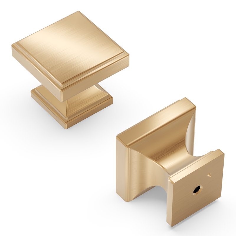 Brownstone Collection Square Knob - Cabinet Knob - Transitional Hardware for Drawers & Cabinets, Champagne Bronze, 1-3/8"