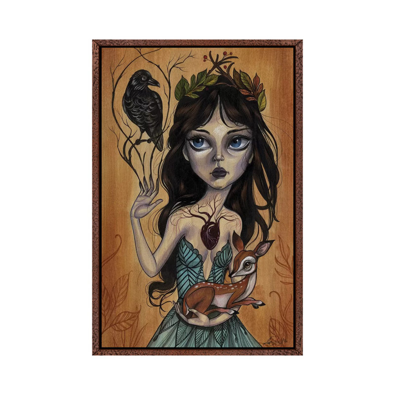 The World Waking 1 Piece Painting on Canvas, 101.6 cm H x 66.04 cm W, Classic Brown Wood Framed