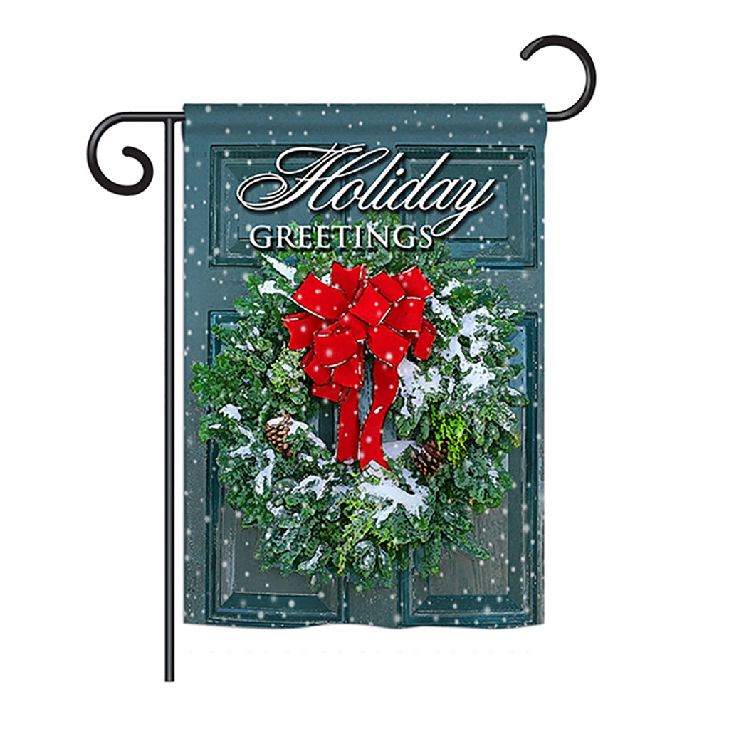 Diran Holiday Greeting Wreath Seasonal Winter Wonderland Impressions 2-Sided 18.5 x 13 in. Garden Flag The Holiday Aisle® 