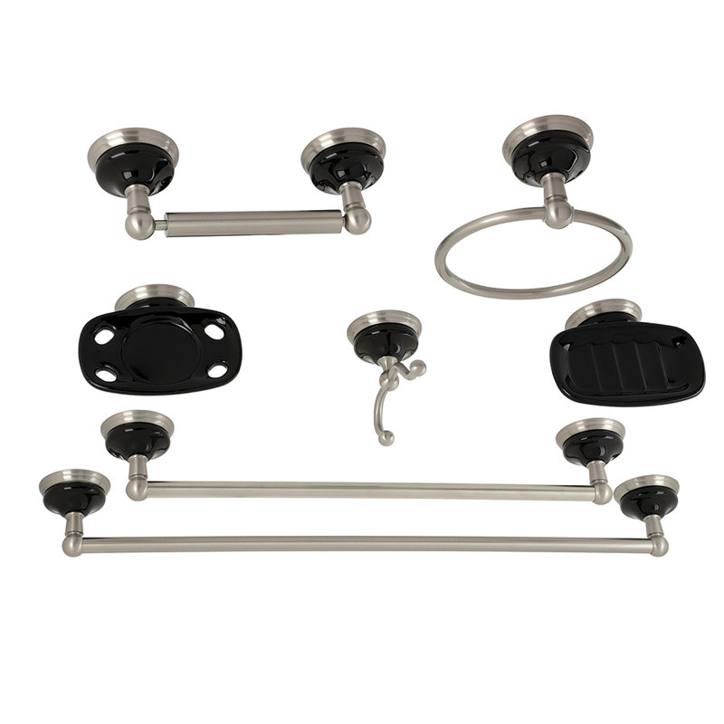 Water Onyx 7 Piece Bathroom Hardware Set, Brushed Nickel