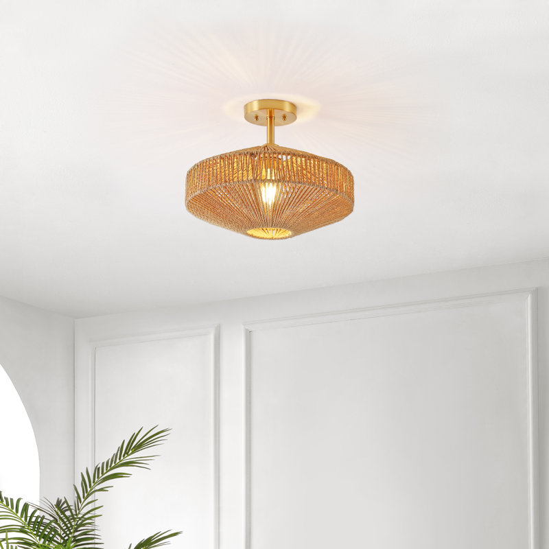 Loran Rattan Semi Flush Mount