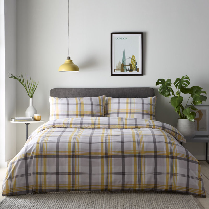 Portfolio Home Prague Check Bedding Set, King Duvet Cover + 2 Standard Pillowcases, Blue