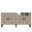Console moderne Adams, blanc et travertin avec accents argentés, 59,1 po x 29,5 po x 12,6 po | 100% panneau de particules enduit de mélamine, 0,7 po d'épaisseur | Fixation murale, plusieurs tablettes, conception élégante en marbre pour le salon et le vestibule-120473428