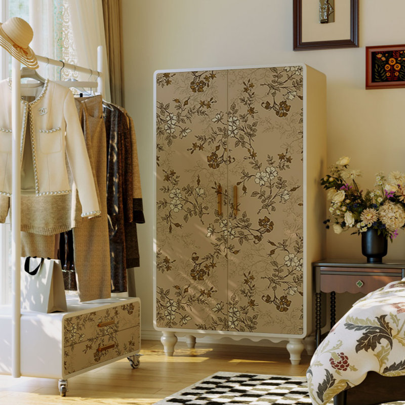 Armoire américaine American Floral, Blanc / Brun