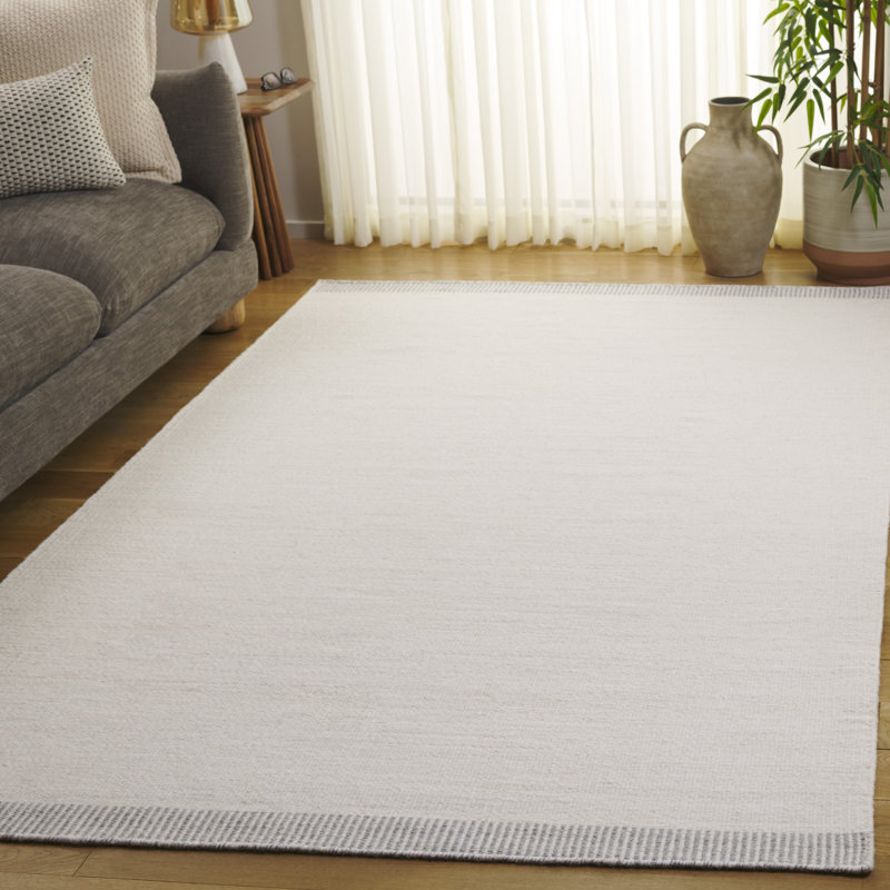 Vermont Hand Woven Wool;Cotton Solid Color Indoor Rug, Rectangle 5' x 8'