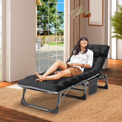 Lit de bébé pliable, lit pliant réglable à 5 positions avec matelas et oreiller à 2 côtés