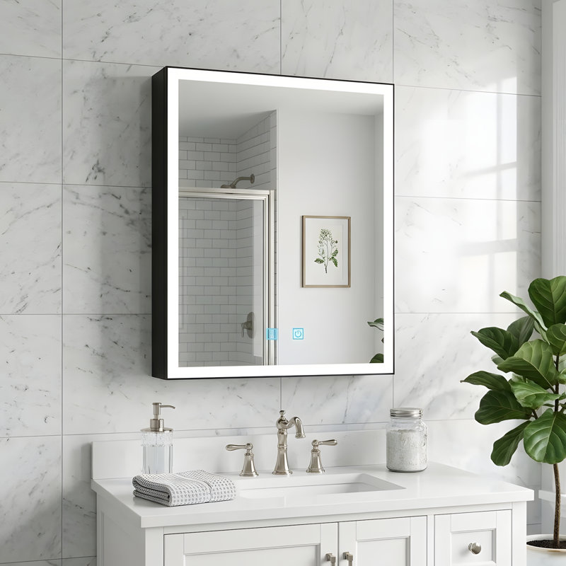 Space-saving wall-mounted mirror cabinet