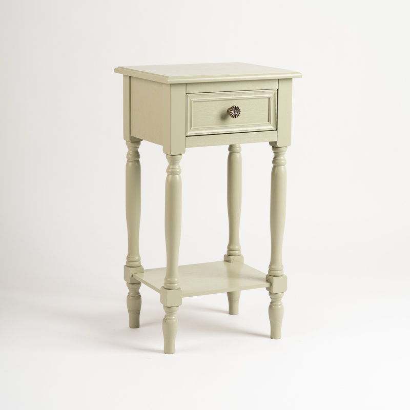 Solid Wood End Table, Moss Green