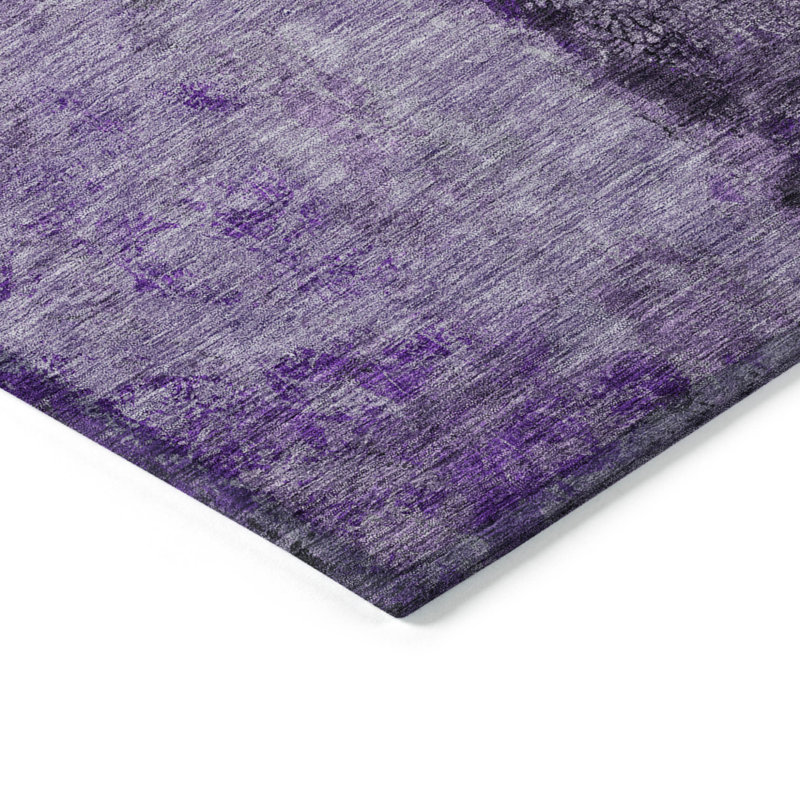 Tapis d'extérieur lavable abstrait mauve et lavande 3 pi x 5 pi