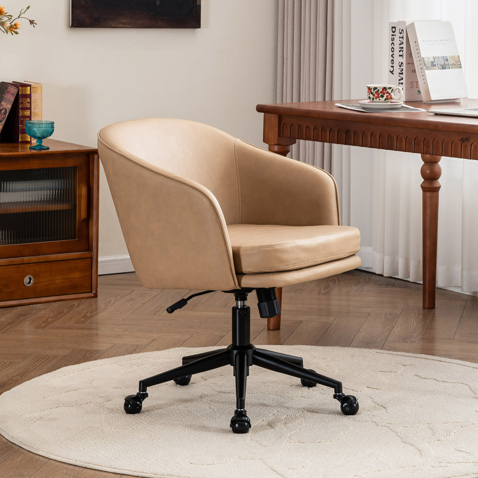 Toscani Office Chair with Lumbar Support, Taupe Faux Leather