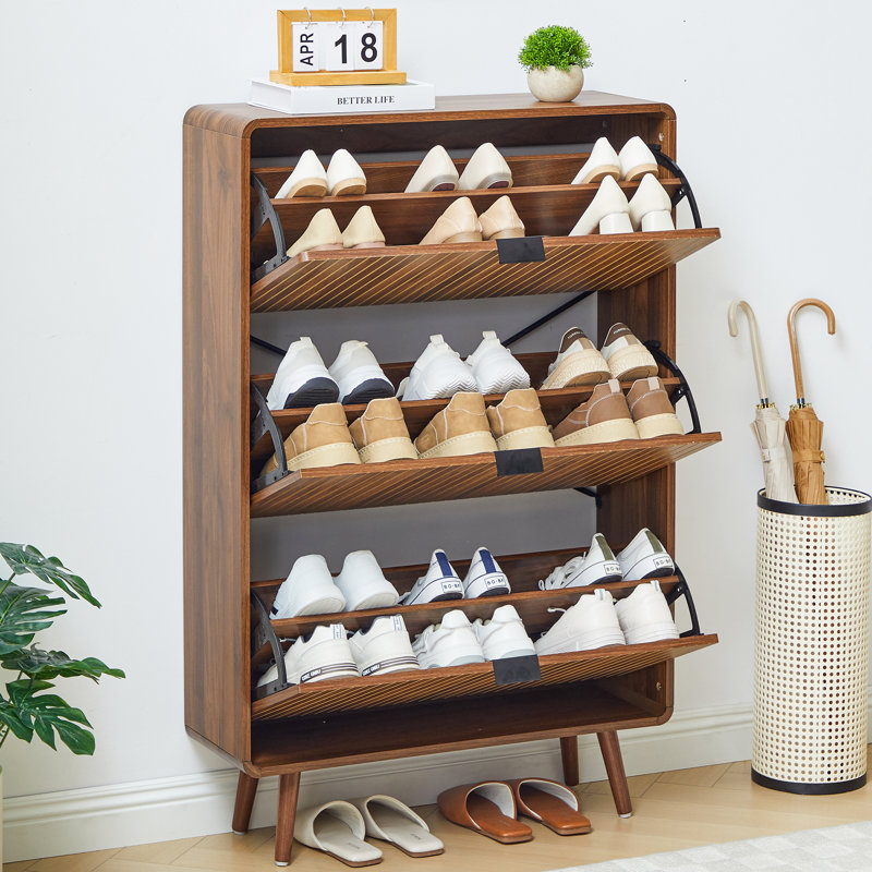 Armoire de rangement pour 18 paires de chaussures, Noyer
