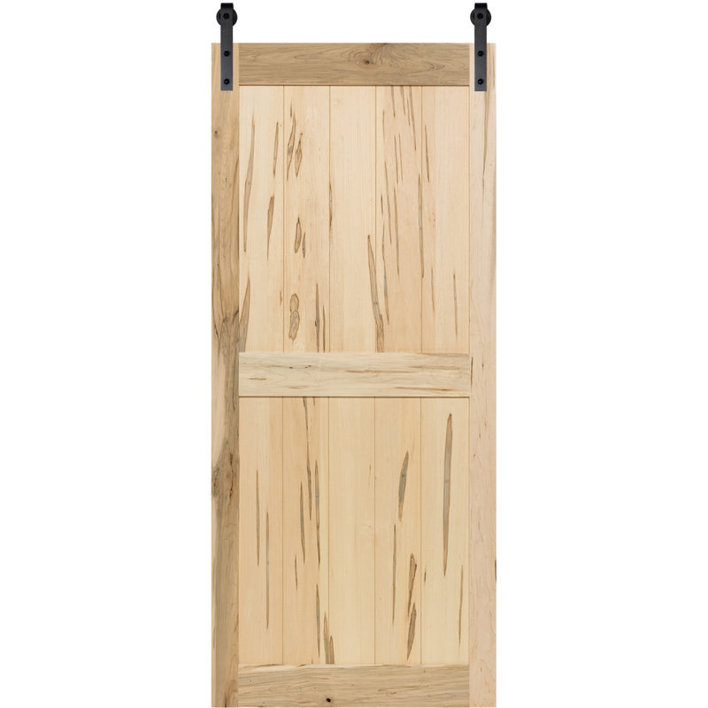 Panelled Wood Unfinished Barn Door without Installation Hardware Kit